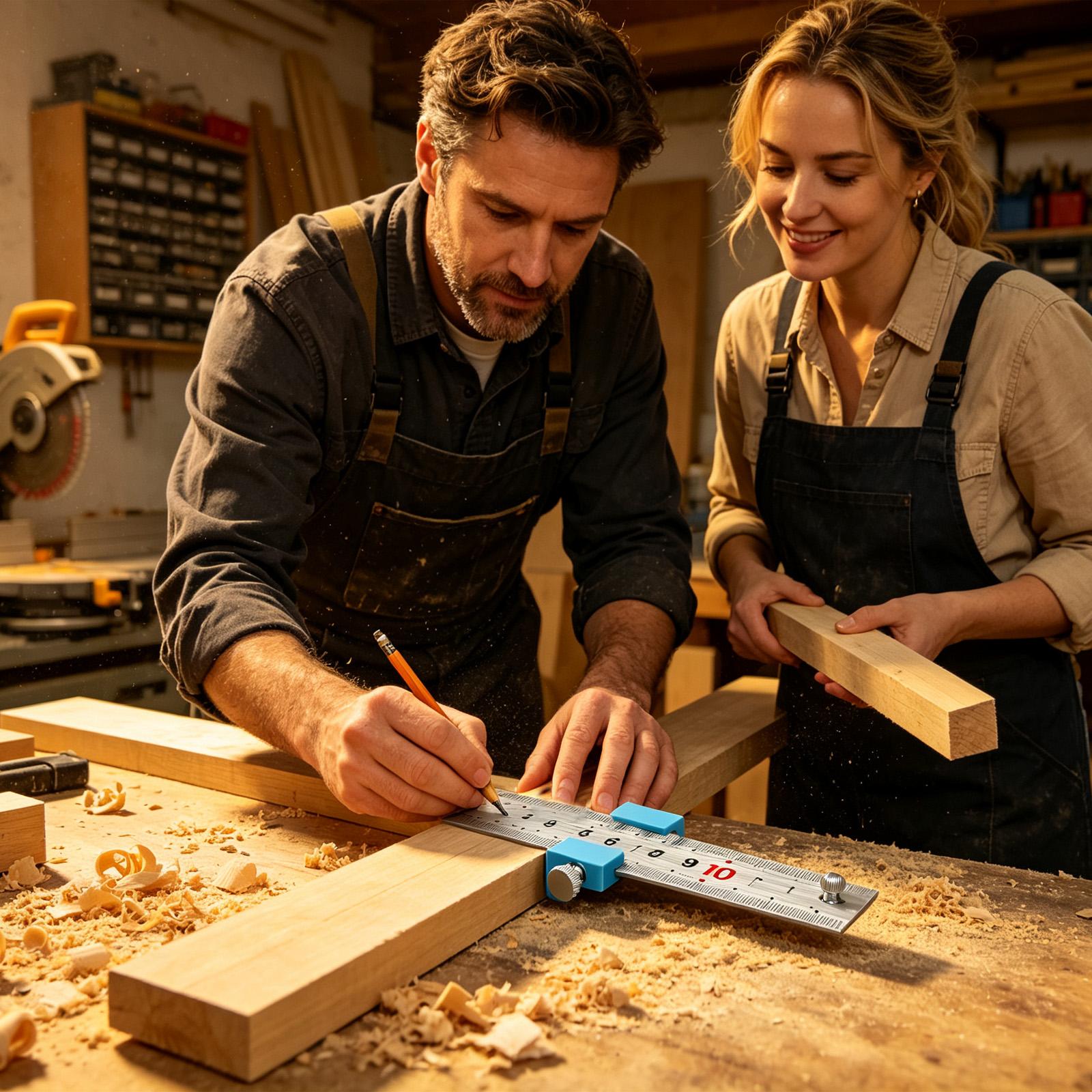 Tools For Woodworking Workshop - Timmerwerkgereedschap Timmermansliniaal Meten Afschrijven Positioneringsblok Houtbewerking
